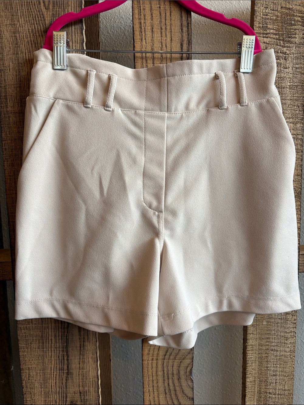 Maurices Cream High-Waist Tailored Shorts